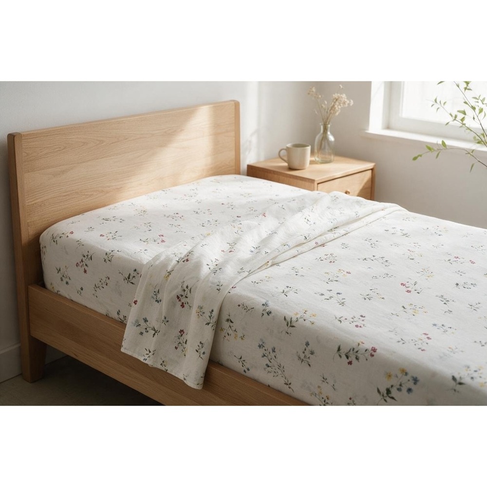 Wal-Mart Floral Wildflower Twin Sheet Set White Cottagecore 2pc Fitted Flat